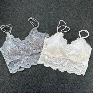 Grey and White Lace Bralettes - Lot of 2 - New without tags
